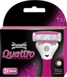Wilkinson Sword Quattro for Women Papaya & Pearl Complex 4 Blades 3 Pieces