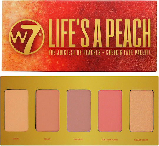 W7 Cosmetics Παλέτα με Ρουζ Life's A Peach Cheek & Face Palette 15gr