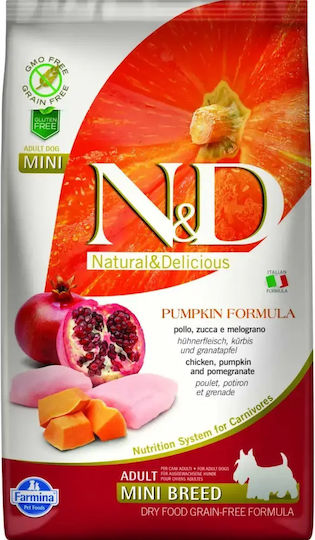 Farmina N&D Pumpkin Adult Mini 0.8kg Dry Food Grain-Free for Adult Small Breed Dogs with Chicken, Pomegranate and Pumpkin