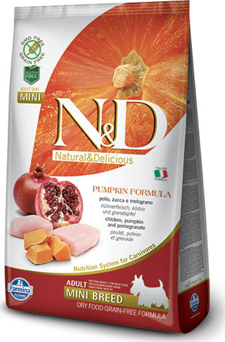 Farmina N&D Pumpkin Adult Mini 2.5kg Ξηρά Τροφή χωρίς Σιτηρά για Ενήλικους Σκύλους Μικρόσωμων Φυλών με Κοτόπουλο, Ρόδι και Κολοκύθα