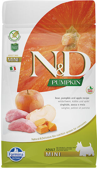 Farmina N&D Pumpkin Mini 0.8kg Dry Food Grain-Free & Gluten-Free for Adult Small Breed Dogs with Pork and Pumpkin