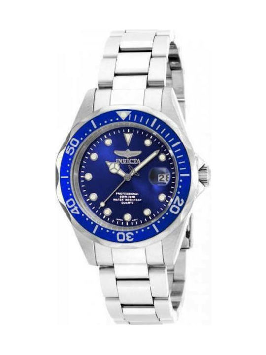 Invicta Pro Diver Watch Battery with Silver Metal Bracelet