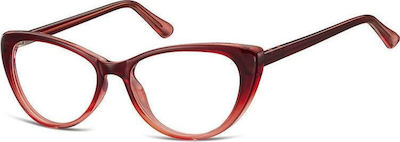 Sunoptic Femei Plastic Rame Ochelari Ochi de pisică Burgundy CP138B