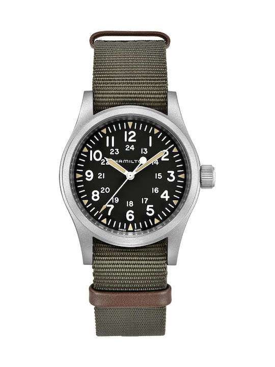 Hamilton Мъжки Часовник 38mm На Батерия С Зелен Текстилен Каишка