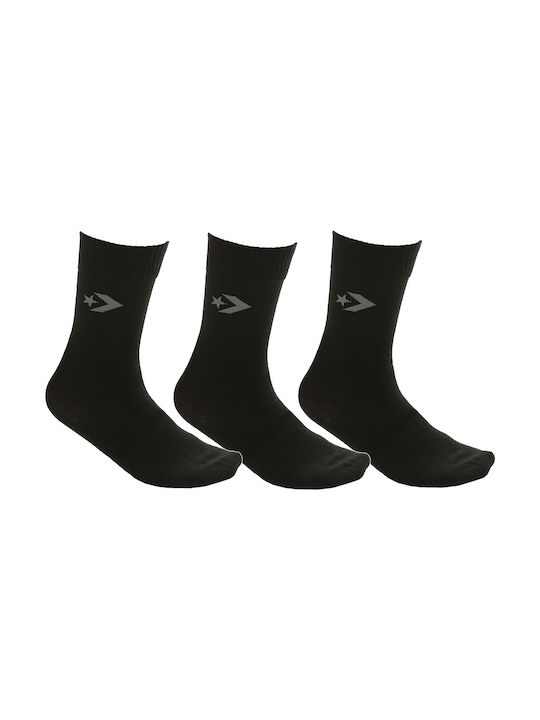 Converse Flat Knit Αθλητικές Κάλτσες Μαύρες 3 Ζεύγη