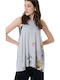 BodyTalk 1191-906521 Women's Athletic Cotton Blouse Sleeveless Light Grey