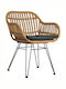 Fotoliu de exterior Rattan Malibu Bej cu pernă 61x63x80cm