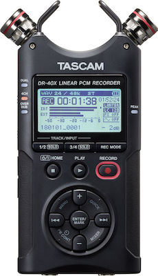 Tascam DR-40X Multichannel Battery Powered/Electric Portable Audio Digital Recorder Phantom Power with Memory Card and USB Power Supply for 18 Hours Recording