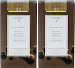 Korres Argan Oil Advanced Colorant Set Vopsea de Păr fără amoniac 8.0 Blond deschis 2x50ml