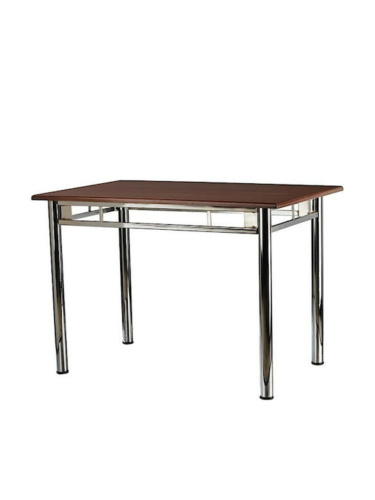 129 Table Kitchen Wooden with Metal Frame Walnut 110x70cm