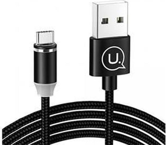 Usams U-Sure Cablu Magnetic USB 2.0 USB-C Masculin - USB-A Negru 1m SJ293
