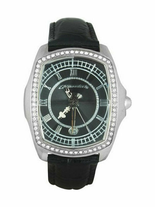 Chronotech Damen Uhr mit Schwarz Lederarmband