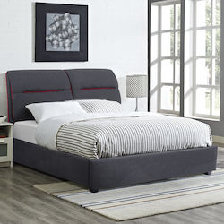 Kendra Κρεβάτι Διπλό Επενδυμένο με Ύφασμα Γκρι με Τάβλες για Στρώμα 150x200cm