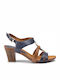 Caprice Leder Damen Sandalen Anatomisch mit Chunky mittlerem Absatz in Marineblau Farbe