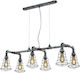 Trio Lighting Gotham Suspendat Candelabru Calea ferată pentru 6 Becuri E27 Gri