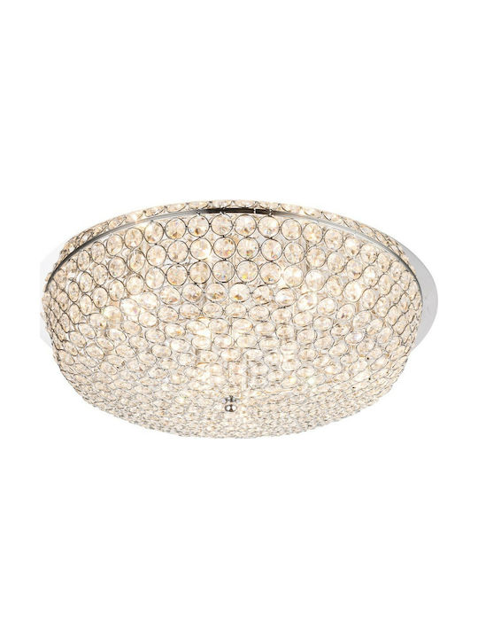 Globo Lighting Emilia Classic Ceiling Light with Integrated LED and Crystals 52pcs Silver