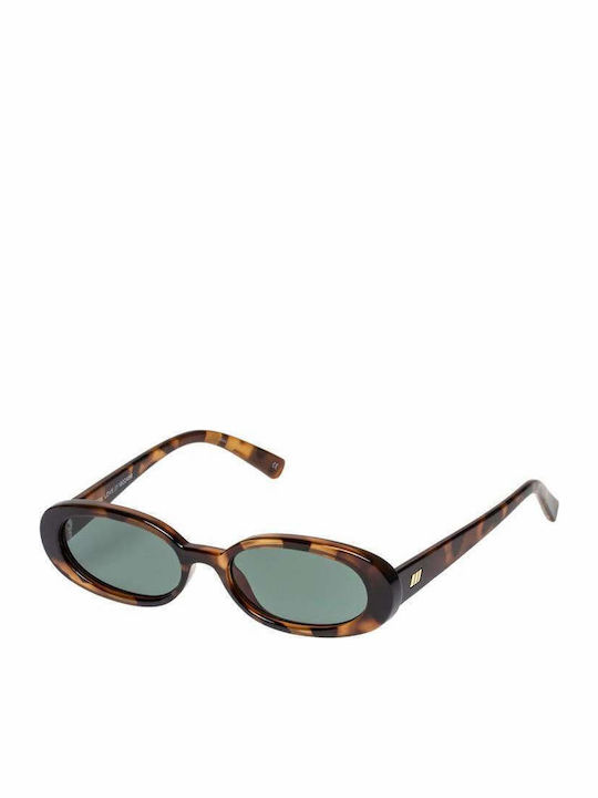 Le Specs Outta Love Women's Sunglasses with Brown Tartaruga Plastic Frame and Green Lens LSP1802498