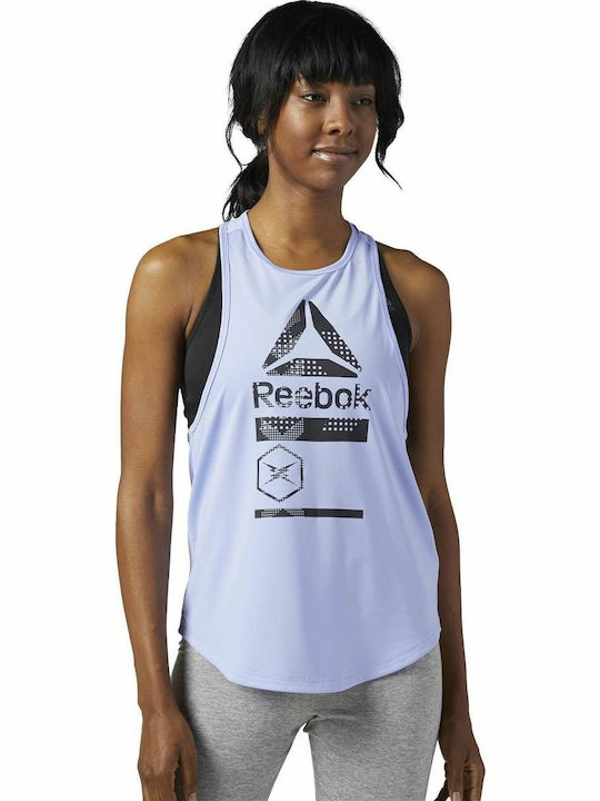 Reebok Activchill Graphic Tank Women's Blouse Sleeveless Blue