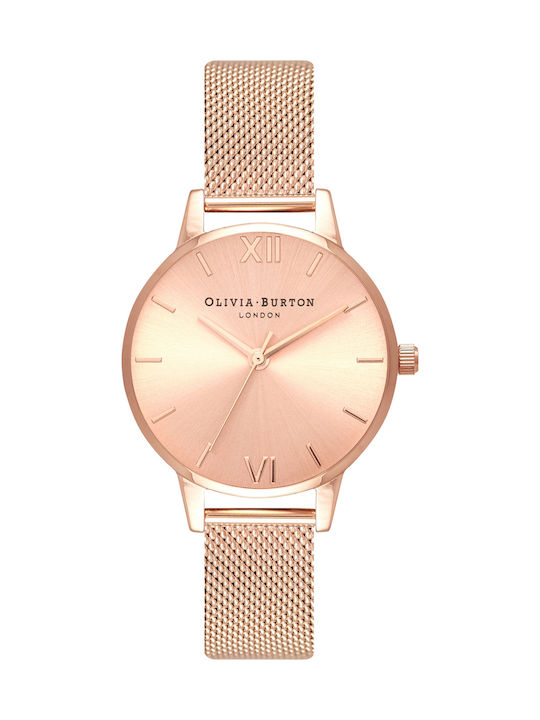 Olivia Burton Sunray Dial Watch with Pink Gold Metal Bracelet