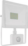 Aca Waterproof LED Floodlight 30W Natural White 4000K with Motion Sensor IP66