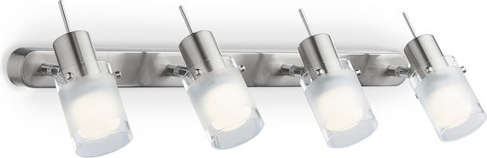 Ideal Lux Elis Ap4 Spot mit 4 Lichtern und mit Fassung E14 in Silber Farbe