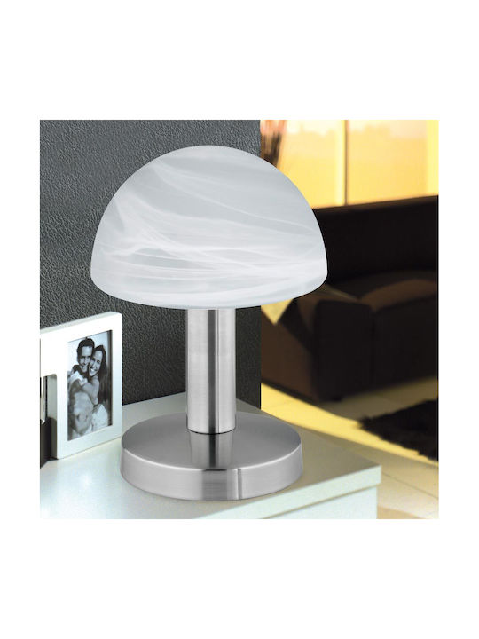 Trio Lighting Fynn Metal Table Lamp for Socket E14 with White Shade and Silver Base
