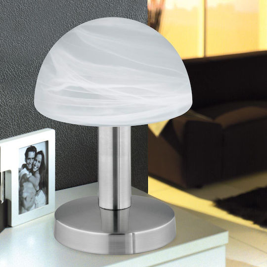 Trio Lighting Fynn Metal Table Lamp for Socket E14 with White Shade and Silver Base