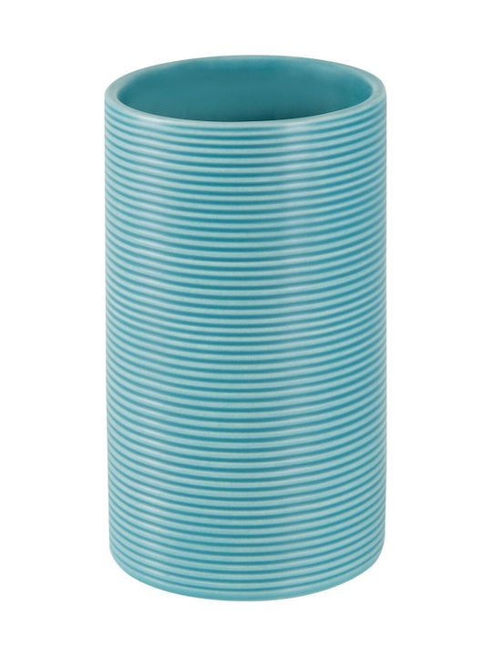 Dimitracas Tube Ribbed Ceramic Cup Holder Countertop Blue