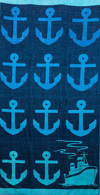 Le Blanc Anchors Beach Towel Cotton Blue 170x90cm.