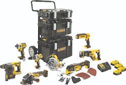 Dewalt Set Eckiges Rad & Kreissäge & Schlagbohrschrauber & Hammer & Multitool & Stichsäge & Objektiv & Schlagschrauber Brushless 18V mit 4 Batterien 5Ah und Hülle