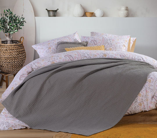 Nef-Nef Homeware New Golf Κουβέρτα Πικέ Υπέρδιπλη 220x240εκ. Silver