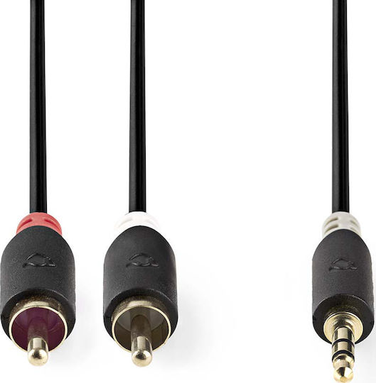 Nedis Καλώδιο Ήχου 3.5mm male - RCA male Μαύρο 0.5m με Επίχρυσους Ακροδέκτες CABW22200AT05