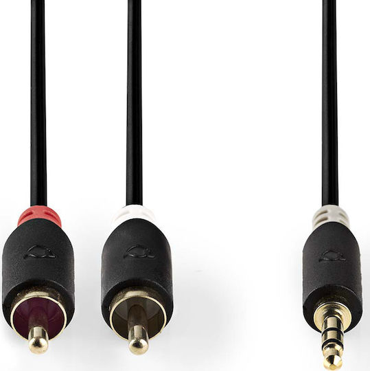 Nedis Καλώδιο Ήχου 3.5mm male - RCA male Μαύρο 3m με Επίχρυσους Ακροδέκτες CABW22200AT30