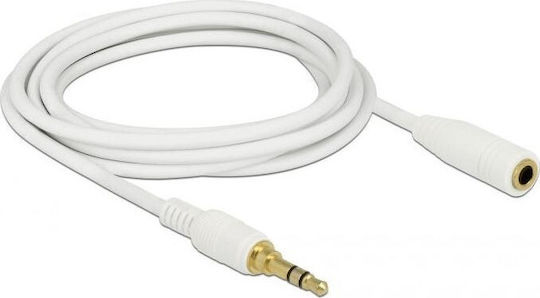 DeLock Καλώδιο Ήχου 3.5mm male - 3.5mm female Λευκό 3m με Επίχρυσους Ακροδέκτες 85589