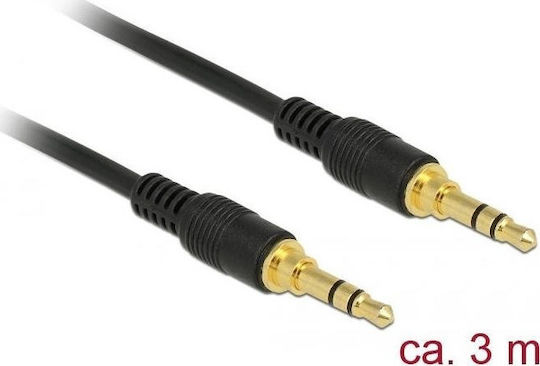 DeLock DeLock 3.5mm Jack Cable - 3.5mm Male to 3.5mm Male Black 3m with Gold Plated Terminals