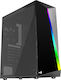 Aerocool Shard Tempered Glass Gaming Midi Tower Κουτί Υπολογιστή με Πλαϊνό Παράθυρο Μαύρο