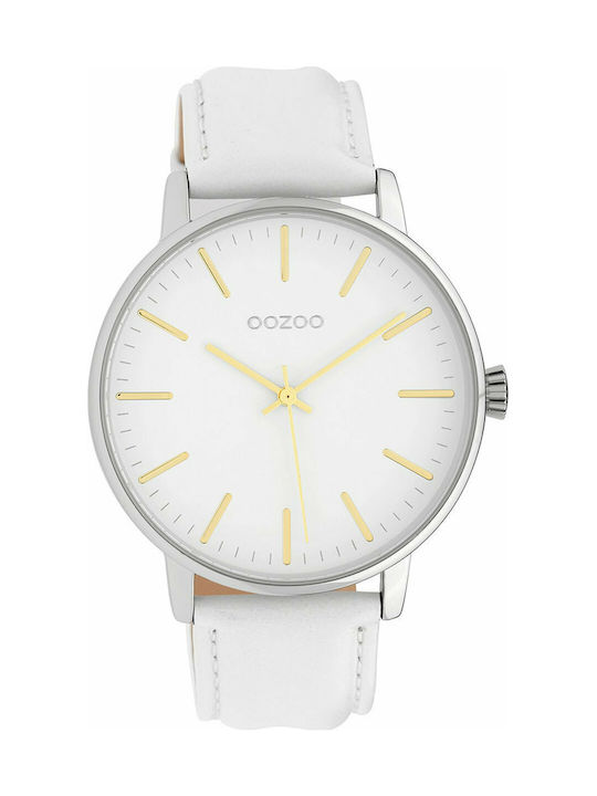 Oozoo Watch with White Leather Strap