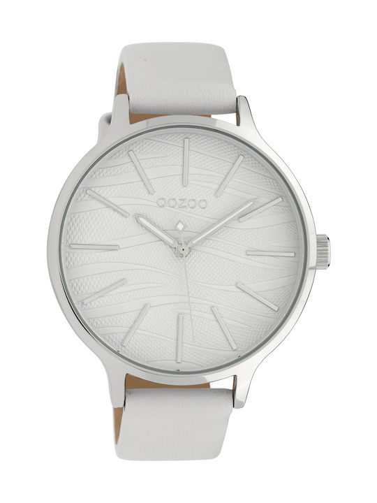 Oozoo Watch with White Leather Strap