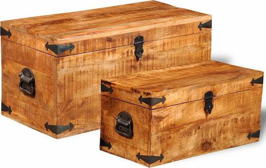 vidaXL Wooden Decorative Trunks Set Brown 2pcs