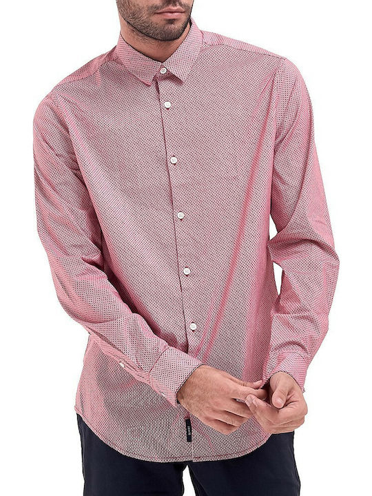 Armani Jeans Men's Shirt Long Sleeve Denim Pink