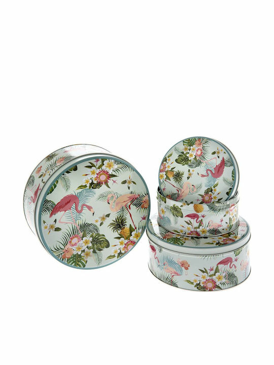 Iliadis Metallic Decorative Boxes Set Flamingo 3pcs