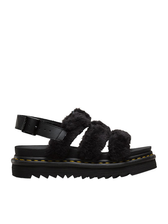 Yelena Fluffy Sandale Casual Damă Flatforme Negru