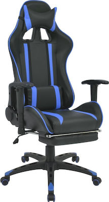 vidaXL Racing Artificial Leather Gaming Chair with Adjustable Arms and Footrest Blue