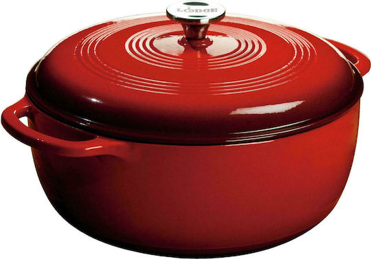Lodge Βαθιά Κατσαρόλα από Μαντέμι 7.38lt / 36cm Red
