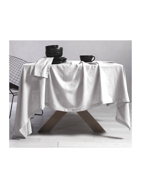 Nef-Nef Τραπεζομάντηλο Λινό Cotton-Linen White 150x300εκ.