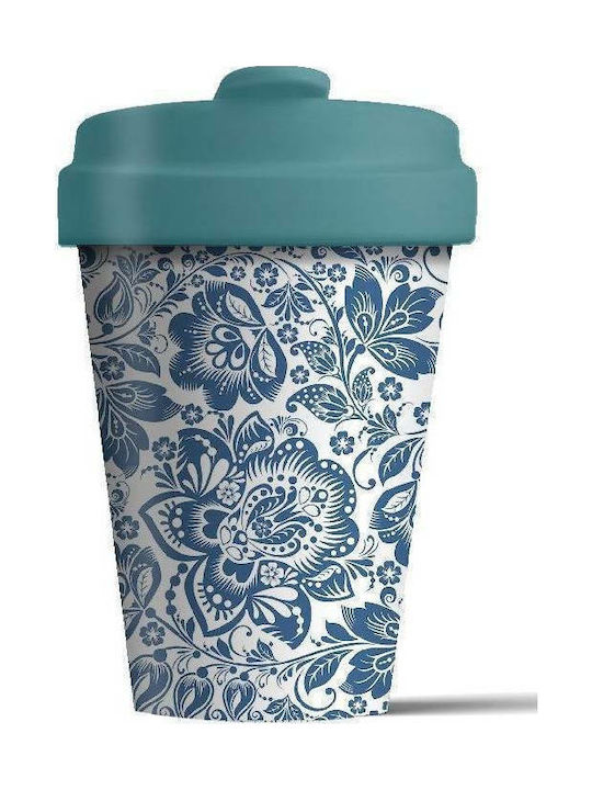 Chic Mic Blue Flowers Bamboo Cup with Lid 400ml BCP270