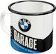 Nostalgic Art BMW - Garage Wärmewechsel Tasse Emaille Weiß 1Stück