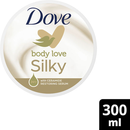 Dove Silky Ενυδατική Κρέμα Σώματος με Ουρία & Βούτυρο Καριτέ για Ξηρές Επιδερμίδες 300ml
