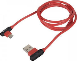 Natec Angle (90°) / Regular USB 2.0 Cable USB-C male - USB-A male Κόκκινο 1m (NKA-1201)