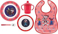 Laken Feeding Set Piratikis made of Melamine Pink 5pcs